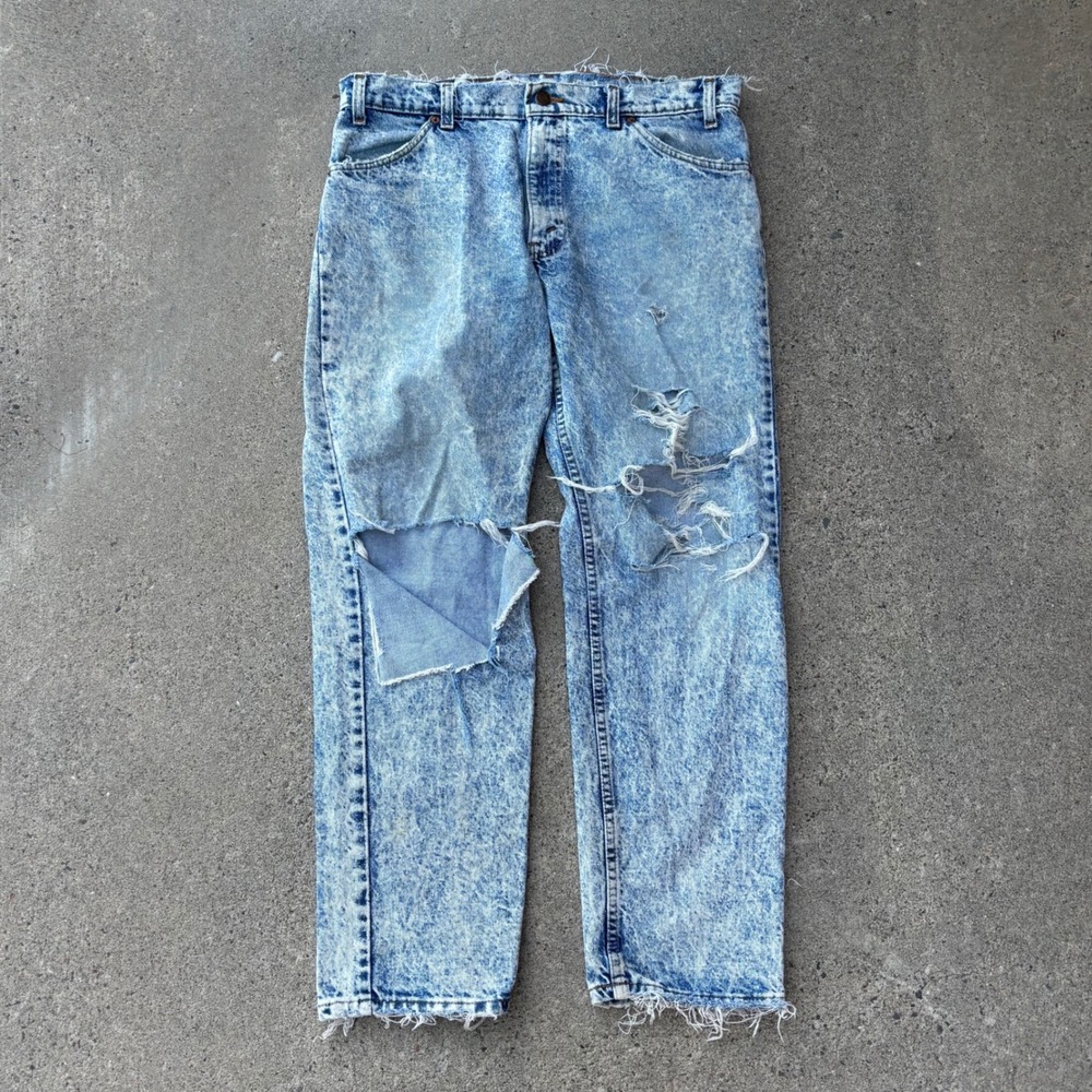 Levis 506 Straight Light Acid Wash Distressed Orange Tab Made In USA Men's 36x30